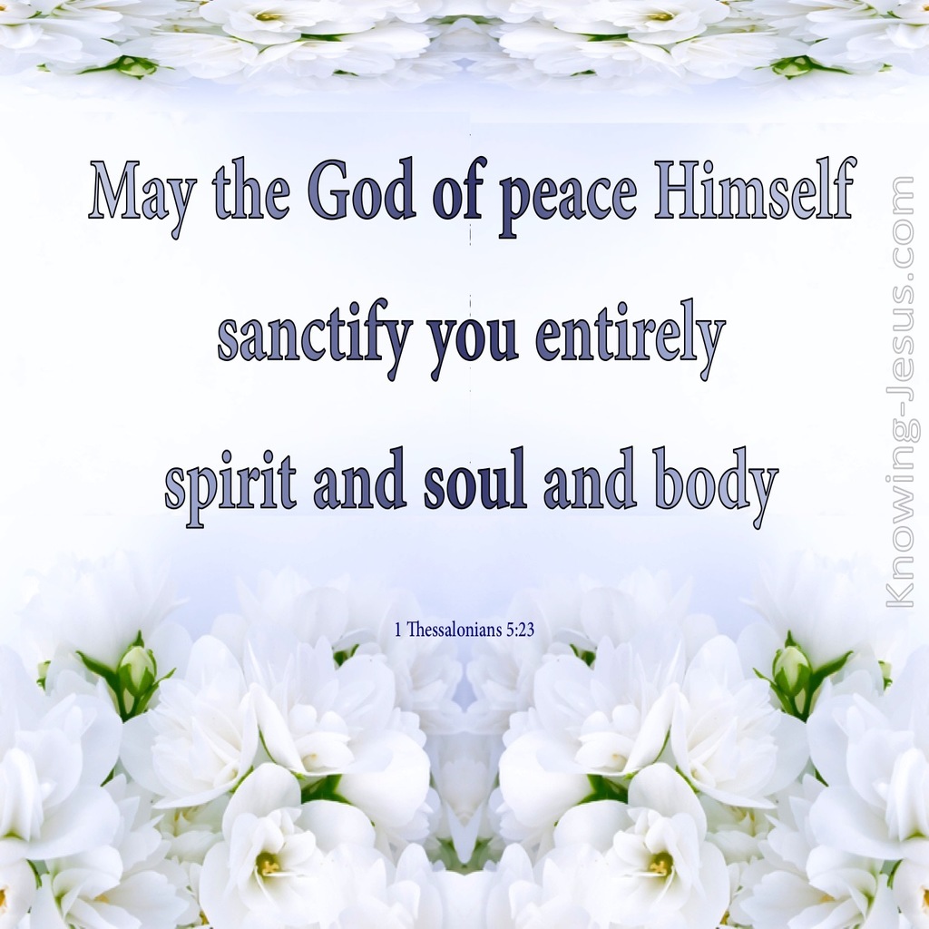 1 Thessalonians 5:23 The God Of Peace Sanctify You (blue)